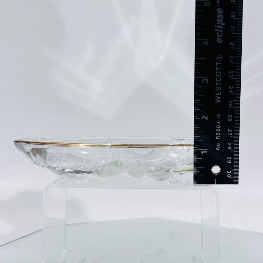 Home Beautiful Frosted Orchid Splendor Oval Gold Trim Candy Nut‎ Dish Japan